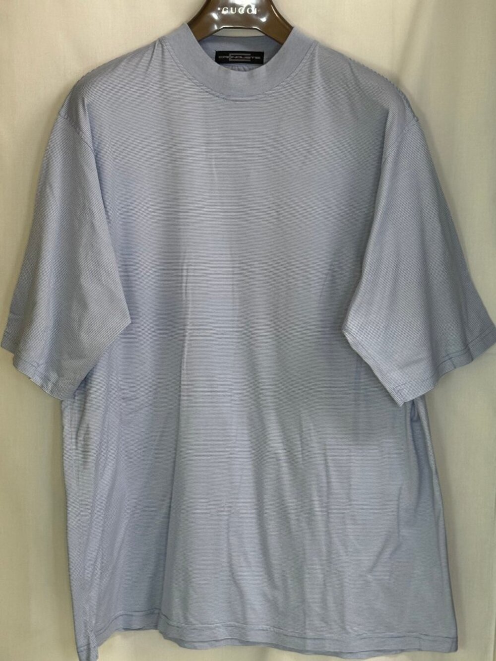 NWOT Carnoustie Men's Mock Neck Short Sleeve Pinstripe T-Shirt - Light Blue -XXL
